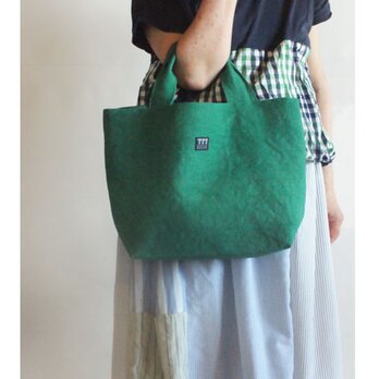 リネン帆布よこ型トートバッグ/グリーンの画像