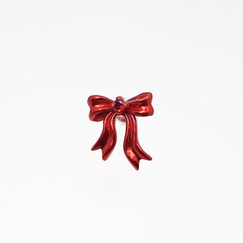 [SV925]赤リボンのピアス[片耳]