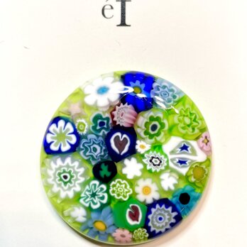 ゴルフグリーンマーカー⛳️花と♡ハート　ガラスミルフィオリ：磁石付きの画像