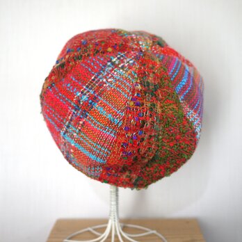 手織り ベレー帽子　春夏糸の画像