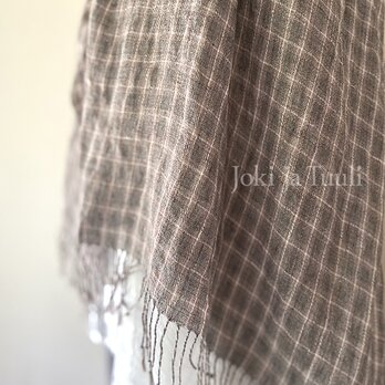 shawl[手織りリネンショール]　ブラウンチェックの画像