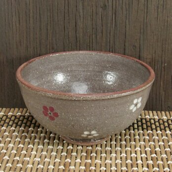 陶器 ひとくち茶碗　赤土＋白梅【220522】の画像