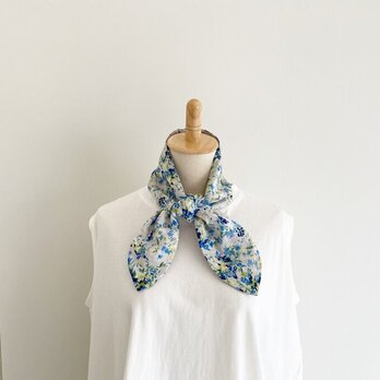 ターバンにもなる春夏のスカーフ♡保冷剤ポケット付きで涼しく使える♡小花柄のネッククーラー　ヘアバンド　コットン　自然素材の画像
