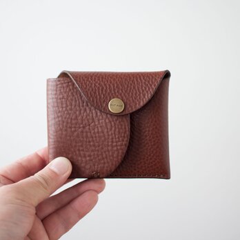 イタリア製牛革のコンパクト財布3 ／ ダークブラウン※受注製作の画像