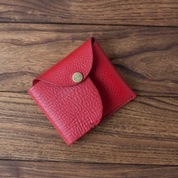 イタリア製牛革のコンパクト財布3 ／ レッド※受注製作の画像