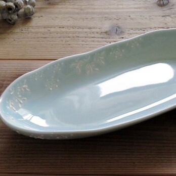 有田焼：青磁雪紋 オーバル皿の画像