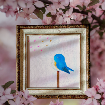 『blue bird』 純金箔の金継ぎアート  青い鳥の画像