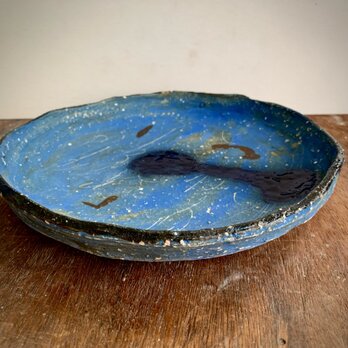 青い浅鉢中皿3 22cmの画像