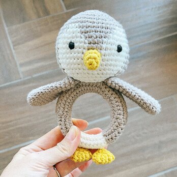 おもちゃ ペンギン ガラガラ ラトル 0歳 男の子 女の子 編みぐるみ 出産祝いプレゼントの画像