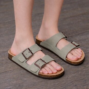 本革サンダル グレー レディース メンズ ご主人誕生日 父の日 ギフト 牛革 本革 メイドインベトナム サンダル