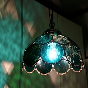 エメラルドの雫玉ランプ ステンドグラス 照明 ランプ ペンダントの画像
