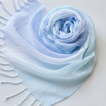 かろやかコットンシルク＊空色×淡水色＊手染めのストール