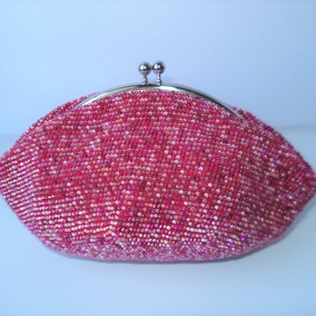 【受注制作】Beaded Pouch --Pink Mix-- (XL) 内布：Poppy's Patchworkの画像