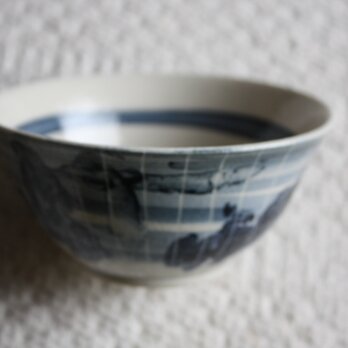 呉須模様と縦筋の飯茶碗＃１の画像
