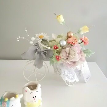 染め布花＊可愛いミニ自転車の装飾インテリア