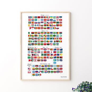 【お風呂対応】国旗 ポスター 世界   A3サイズ インテリア　小学 受験 インテリア　角丸の画像