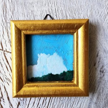 原画「夏山と入道雲」小さな絵画・油彩・壁掛けの画像