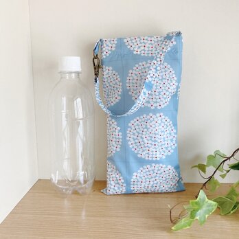 マイクロファイバー×ナイロン素材のバッグ（折り畳み傘、ペットボトル入れに）北欧フラワーサックスの画像