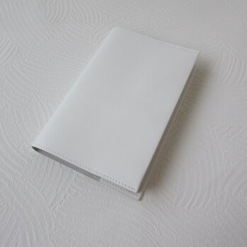 新書サイズ、コミック対応・ゴートスキン・ホワイト・一枚革のブックカバー・0707の画像