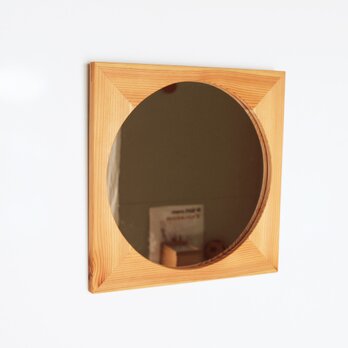 木製 鏡「四角に丸」松材1　ミラーの画像