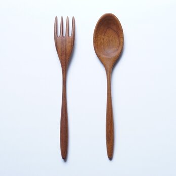 (受注生産)木のカレースプーン&フォーク大セット（ウォルナット）