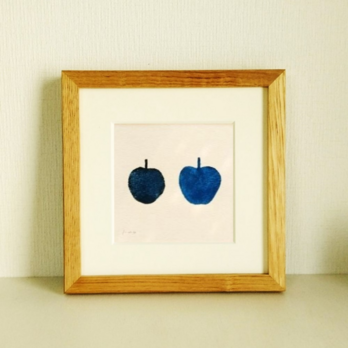 原画「apple」 ※木製額縁入り　(18×18㎝フレーム）の画像