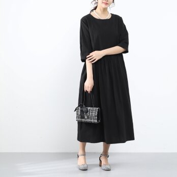 裾上げ無料♪オーダーサイズ可♪ 26色展開　一枚で着られる♪ コットン　ギャザーワンピース