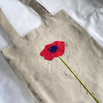 アネモネ刺繍のトートバッグ