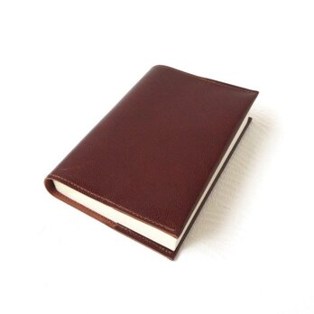 カーフスキン・文庫本サイズ・一枚革のブックカバー・ブラウン・0686の画像