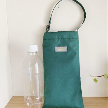 マイクロファイバー×ナイロン素材のバッグ（折り畳み傘、ペットボトル入れに）グリーンの画像
