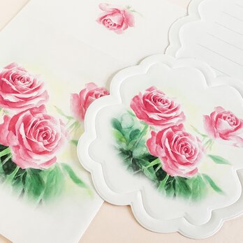 Roses花型ダイカットメッセージカード3枚　封筒付きの画像