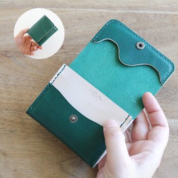 ミニ財布 T-73【グリーン】コインケース カードケース 牛革 レザー コンパクト財布 レザー財布 シンプルの画像