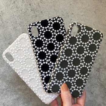 スマホショルダー対応　サークル刺繍レース iPhoneケースの画像