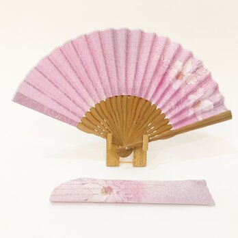 【SOLDOUT】着物扇子　アンティークの絹の着物使用　日本の京都の職人が手仕事で制作　オンリーワン　プレゼントに最適 #46の画像