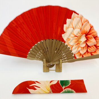 【受注制作】着物扇子　アンティークの絹の着物使用　日本の京都の職人が手仕事で制作　オンリーワン　プレゼントに最適 #15の画像