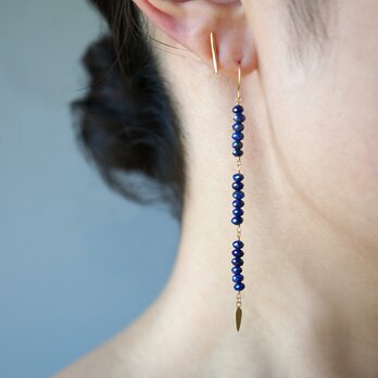 Lapis lazuli fringe earrings/Longの画像
