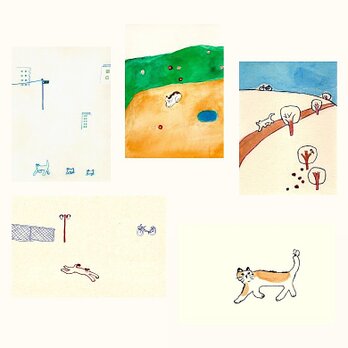 猫（ねこ）ポストカード5枚セットの画像