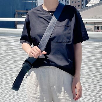 冷感シルク混ビッグシルエットボーイフレンドTシャツカットソー（黒）22007の画像