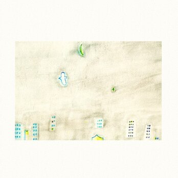 ⑧「セピアの町」ポストカード同柄3枚セット　絵葉書 メッセージカード イラスト　送料無料