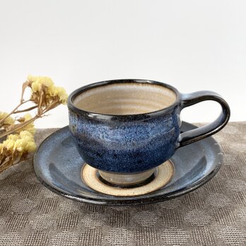 きれいなブルーのコーヒーカップ&ソーサー　　手仕事　民藝　窯元【和陶器　ブルー】の画像