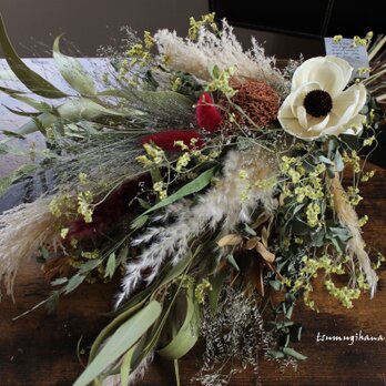 bouquet【ミュシャ】　　ソラフラワーのブーケ　　スワッグ　パンパスグラス　ドライフラワーブーケの画像
