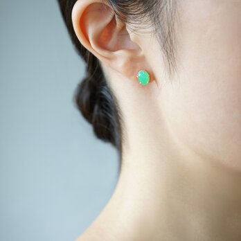 Chrysoprase Earring/Cabochon  ＊Singleの画像