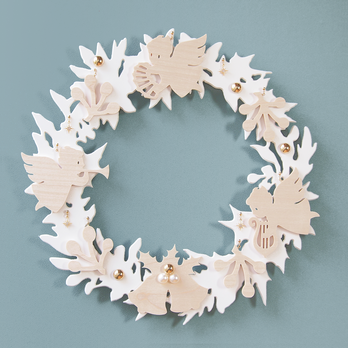 クリスマスリース【スノーホワイト】ウォールデコオーナメント天使飾り玄関の画像