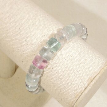 フローライトの天然石ブレスレット（内周15cm、マルチカラー、レインボーフローライト）