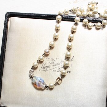 ミルキーセピア・クラシック　バロックガラスパール・ショートネックレス　ヴィンテージstyle　NIKIパール使用