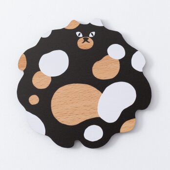 猫雑貨・ねこまみれ｜木製コースター/プレート【 メルティ黒】