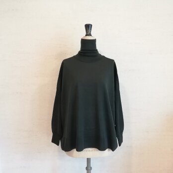 【再再再…販♡】ウール混家庭で洗えるボトルネックプルオーバー　チャコールの画像