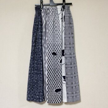浴衣リメイク W3 パッチワーク ギャザースカート  着物 コットンの画像