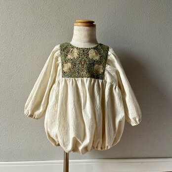 （８０ｃｍ）puffed sleeves romper／William Morris Pimpernel brownの画像