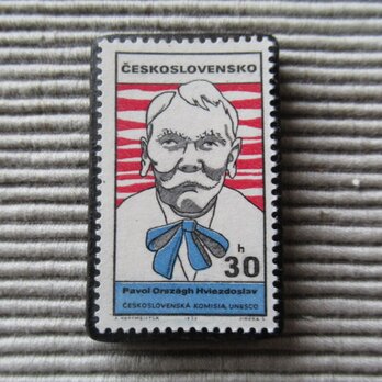 チェコスロバキア　切手ブローチ8216の画像